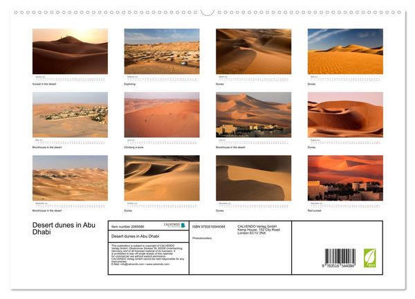 Produktbild: Desert dunes in Abu Dhabi (High Quality Premium Wall Calendar 2026 DIN A2 landscape),CALVENDO 12 Month Wall Calendar