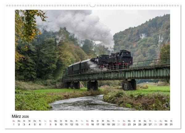 Produktbild: Mit der Eisenbahn in die Fr&auml;nkische Schweiz (hochwertiger Premium Wandkalender 2026 DIN A2 quer), Kunstdruck in Hochglanz