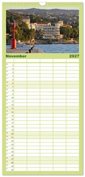 Produktbild: Familienplaner 2027 - Zauberhaftes Opatija mit 5 Spalten (Wandkalender, 21 x 45 cm) CALVENDO