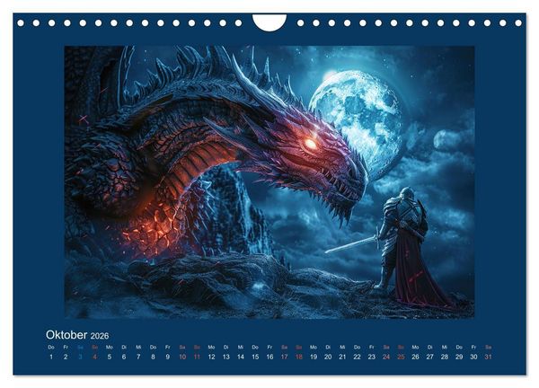 Produktbild: Drachenkrieger (Wandkalender 2026 DIN A4 quer), CALVENDO Monatskalender