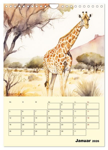 Produktbild: Sch&ouml;ne Aquarelle. Darstellungen von Afrikas Wildtieren (Wandkalender 2026 DIN A4 hoch), CALVENDO Monatskalender