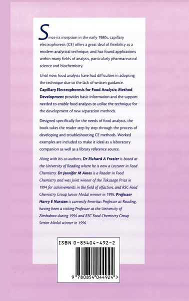 Produktbild: Capillary Electrophoresis for Food Analysis