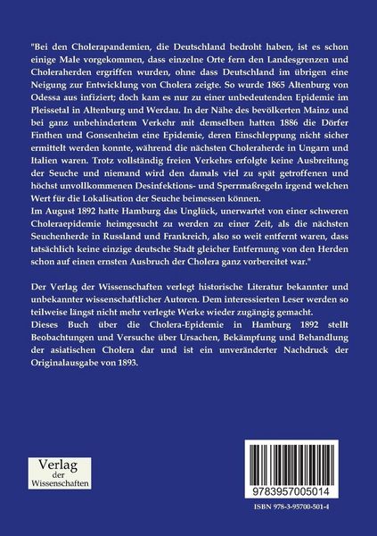 Produktbild: Die Cholera-Epidemie in Hamburg 1892