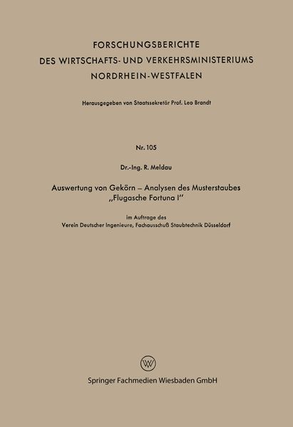 Produktbild: Auswertung von Gek&ouml;rn &mdash; Analysen des Musterstaubes &bdquo;Flugasche Fortuna I&ldquo;