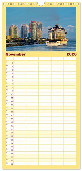Produktbild: Familienplaner 2026 - Kunterbuntes Miami mit 5 Spalten (Wandkalender, 21 x 45 cm) CALVENDO