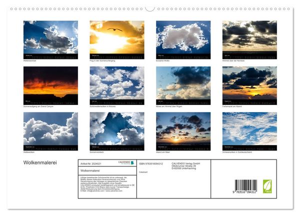 Produktbild: Wolkenmalerei (hochwertiger Premium Wandkalender 2026 DIN A2 quer), Kunstdruck in Hochglanz