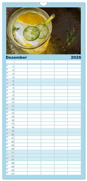 Produktbild: Familienplaner 2026 - Frisches Aromawasser mit 5 Spalten (Wandkalender, 21 x 45 cm) CALVENDO