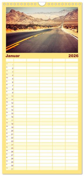 Produktbild: Familienplaner 2026 - Nostalgie auf 2451 Meilen - Route 66 mit 5 Spalten (Wandkalender, 21 x 45 cm) CALVENDO