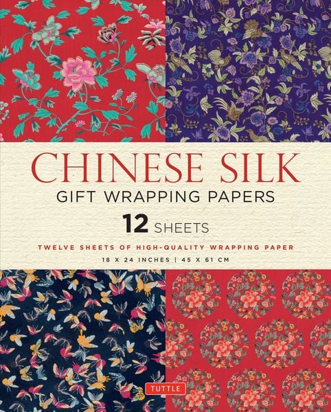 Produktbild: Chinese Silk Gift Wrapping Papers - 12 Sheets