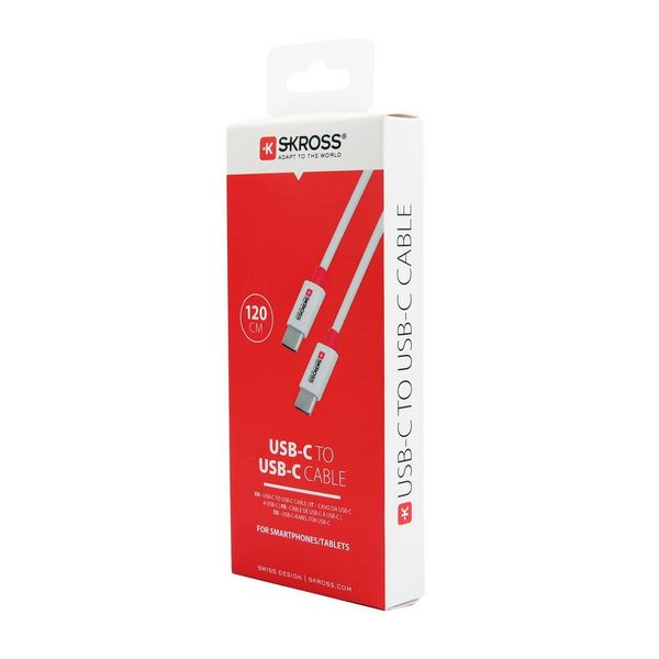 Produktbild: Skross USB-Kabel USB 2.0 USB-C&reg; Stecker, USB-C&reg; Stecker 1.20m Wei&szlig; Rund SKCA0008C-C120CN