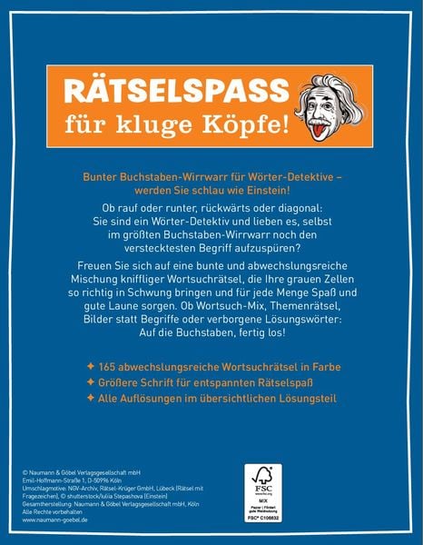 Produktbild: Sei schlau wie Einstein! - Wortsuchr&auml;tsel in Gro&szlig;schrift