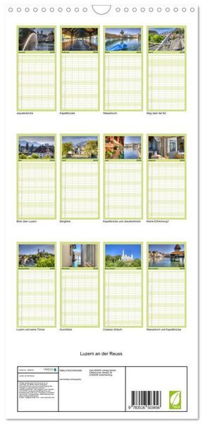 Produktbild: Familienplaner 2026 - Luzern an der Reuss mit 5 Spalten (Wandkalender, 21 x 45 cm) CALVENDO