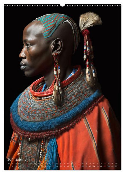 Produktbild: Inspiriert von den Massai, den stolzen Kriegern Afrikas (hochwertiger Premium Wandkalender 2026 DIN A2 hoch), Kunstdruck in Hochglanz