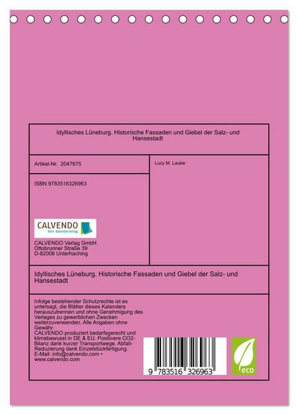 Produktbild: Idyllisches L&uuml;neburg. Historische Fassaden und Giebel der Salz- und Hansestadt (Tischkalender 2026 DIN A5 hoch), CALVENDO Monatskalender