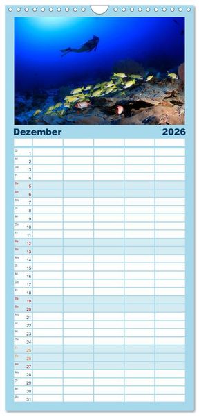 Produktbild: Familienplaner 2026 - Faszination Tauchen - Neptuns Reich mit 5 Spalten (Wandkalender, 21 x 45 cm) CALVENDO