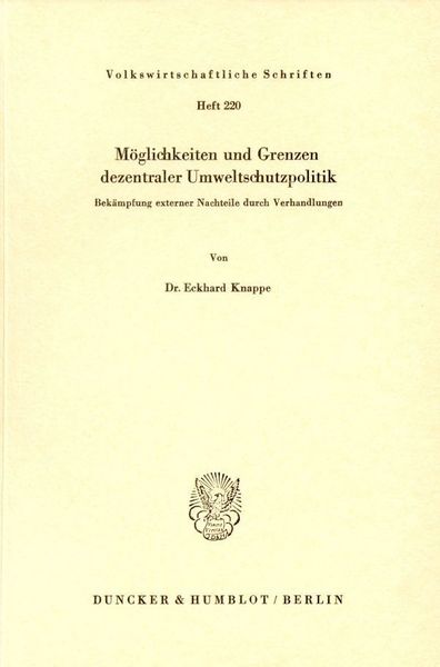 Produktbild: M&ouml;glichkeiten und Grenzen dezentraler Umweltschutzpolitik.