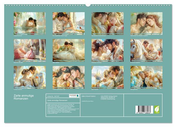 Produktbild: Zarte anmutige Romanzen (hochwertiger Premium Wandkalender 2026 DIN A2 quer), Kunstdruck in Hochglanz