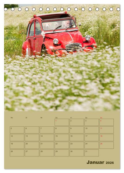 Produktbild: Citro&euml;n 2 CV &ndash; Flower Power (Tischkalender 2026 DIN A5 hoch), CALVENDO Monatskalender