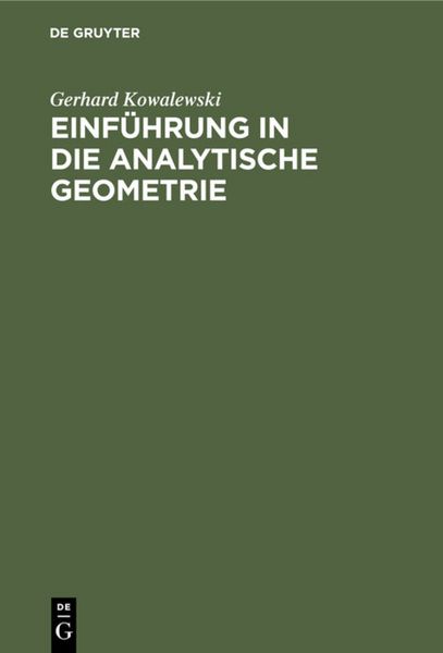 Produktbild: Einf&uuml;hrung in die analytische Geometrie