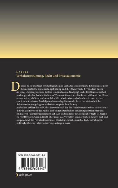 Produktbild: Verhaltenssteuerung, Recht und Privatautonomie