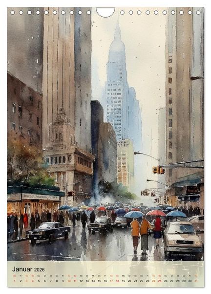 Produktbild: New York - ein Regentag (Wandkalender 2026 DIN A4 hoch), CALVENDO Monatskalender