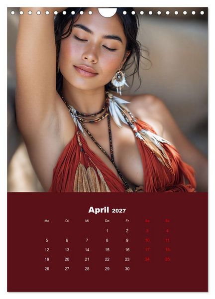 Produktbild: Indianische Sch&ouml;nheiten Kalender: Sinnliche Glamour Frauen in KI Kunst (Wandkalender 2027 DIN A4 hoch), CALVENDO Monatskalender