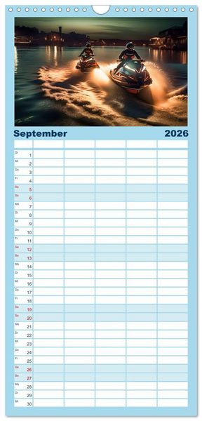 Produktbild: Familienplaner 2026 - Jetski Power mit 5 Spalten (Wandkalender, 21 x 45 cm) CALVENDO
