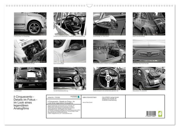 Produktbild: il Cinquecento - Details im Fokus - im Look eines legend&auml;ren Analogfilms (Wandkalender 2025 DIN A2 quer), CALVENDO Monatskalender