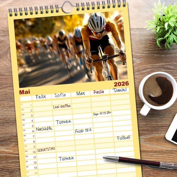 Produktbild: Familienplaner 2026 - Triathlon Power mit 5 Spalten (Wandkalender, 21 x 45 cm) CALVENDO