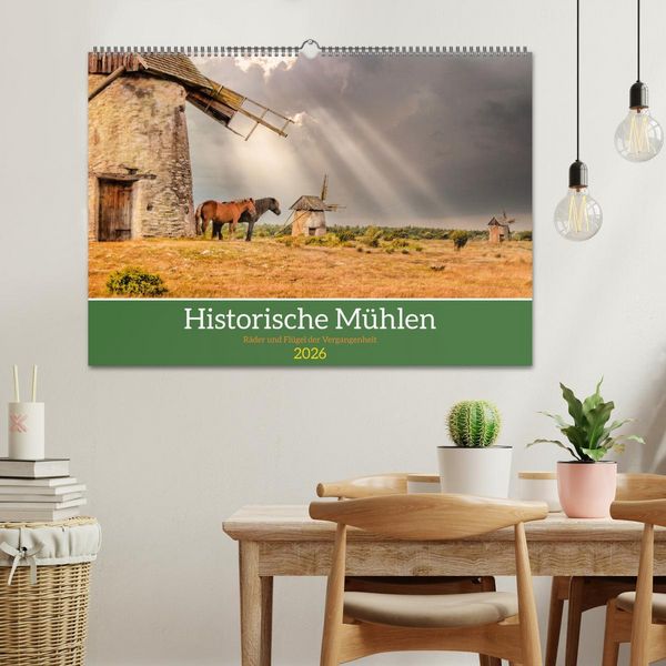 Produktbild: Historische M&uuml;hlen - R&auml;der und Fl&uuml;gel der Vergangenheit (Wandkalender 2026 DIN A2 quer), CALVENDO Monatskalender