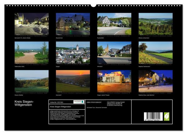 Produktbild: Kreis Siegen-Wittgenstein (hochwertiger Premium Wandkalender 2026 DIN A2 quer), Kunstdruck in Hochglanz