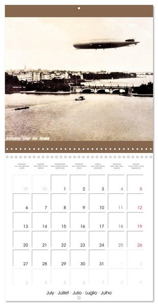Produktbild: Airships &ndash; Zeppelins on historic postcards (Wall Calendar 2026 12 &times; 12 Inch) CALVENDO 12 Month Wall Calendar