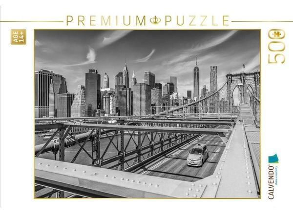 CALVENDO Puzzle BROOKLYN BRIDGE Blick auf Manhattan | 500 Teile Lege-Größe 48 × 36 cm Foto-Puzzle für Erwachsene