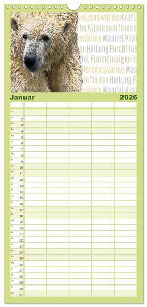 Produktbild: Familienplaner 2026 - Mein wildes Krafttier voller Achtsamkeit mit 5 Spalten (Wandkalender, 21 x 45 cm) CALVENDO