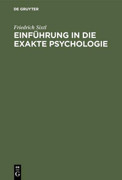 Produktbild: Einf&uuml;hrung in die Exakte Psychologie