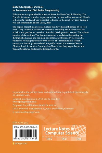 Produktbild: Models, Languages, and Tools for Concurrent and Distributed Programming