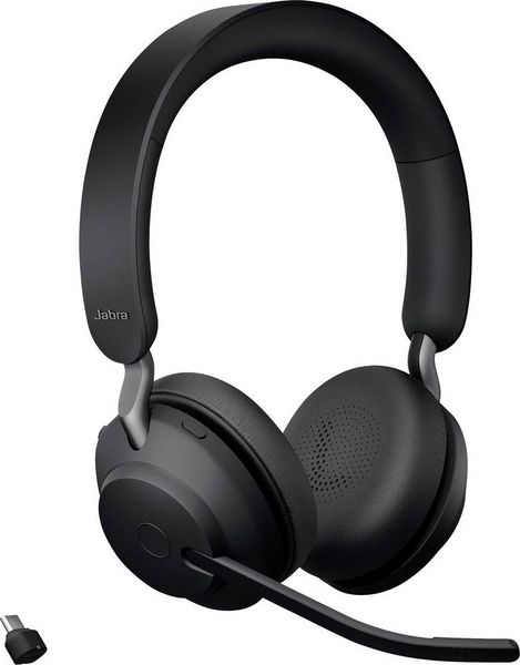 Produktbild: Jabra Evolve2 65 UC On Ear Headset Bluetooth&reg; Stereo Schwarz Lautst&auml;rkeregelung, Batterieladeanzeige, Mikrofon-Stummschaltung Telefon
