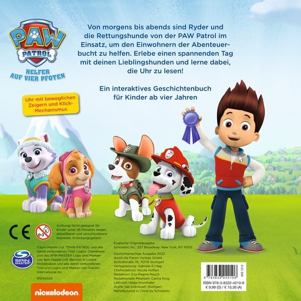Produktbild: PAW Patrol: Mein Uhrenbuch - Rund um die Uhr im Einsatz mit den Fellfreunden