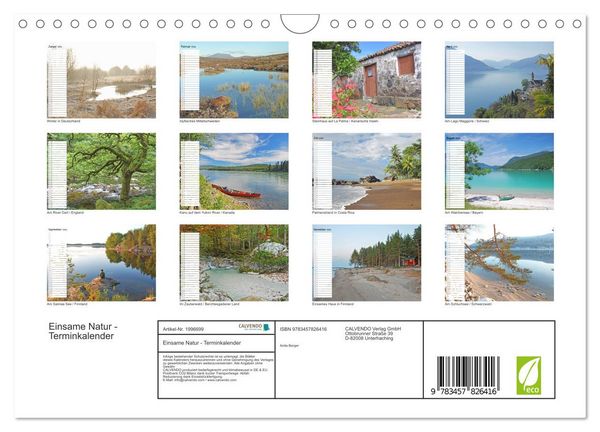 Produktbild: Einsame Natur - Terminkalender (Wandkalender 2026 DIN A4 quer), CALVENDO Monatskalender
