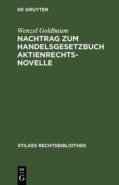 Produktbild: Nachtrag zum Handelsgesetzbuch Aktienrechtsnovelle