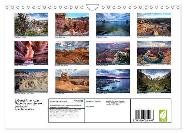Produktbild: L'Ouest Am&eacute;ricain - Superbe contr&eacute;e aux paysages spectaculaires (Calendrier mural 2026 DIN A4 vertical), CALVENDO calendrier mensuel