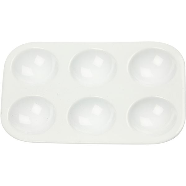 Creativ Company Palette mit 6 Mulden, Größe 13x8,5 cm, Weiß, 1 Stk