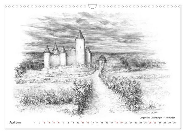 Produktbild: ZeitZeichnen: Burgen und Befestigungen in der Aachener Region (Wandkalender 2026 DIN A3 quer), CALVENDO Monatskalender