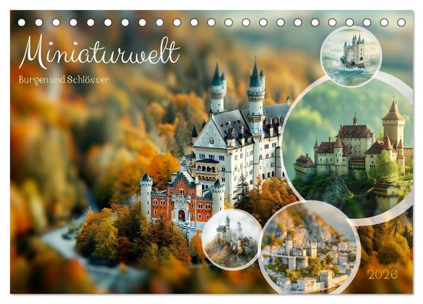 Produktbild: Miniaturwelt Burgen und Schl&ouml;sser (Tischkalender 2026 DIN A5 quer), CALVENDO Monatskalender