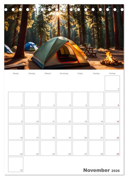 Produktbild: Dein Campingplaner - KI generierte Campingtr&auml;ume (Tischkalender 2026 DIN A5 hoch), CALVENDO Monatskalender