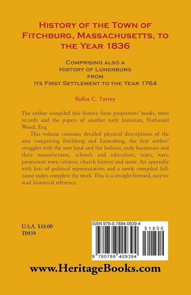 Produktbild: History of the Town of Fitchburg, Massachusetts, to the year 1836