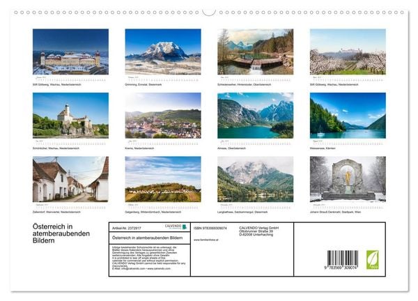 Produktbild: &Ouml;sterreich in atemberaubenden Bildern (hochwertiger Premium Wandkalender 2027 DIN A2 quer), Kunstdruck in Hochglanz