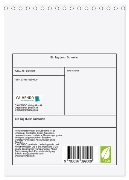 Produktbild: Ein Tag durch Schwerin (Tischkalender 2026 DIN A5 hoch), CALVENDO Monatskalender