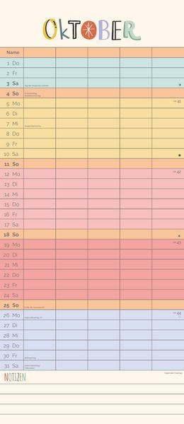 Produktbild: Unser buntes Jahr 2026 Familienplaner - Terminkalender - Familienkalender - 19,5x45