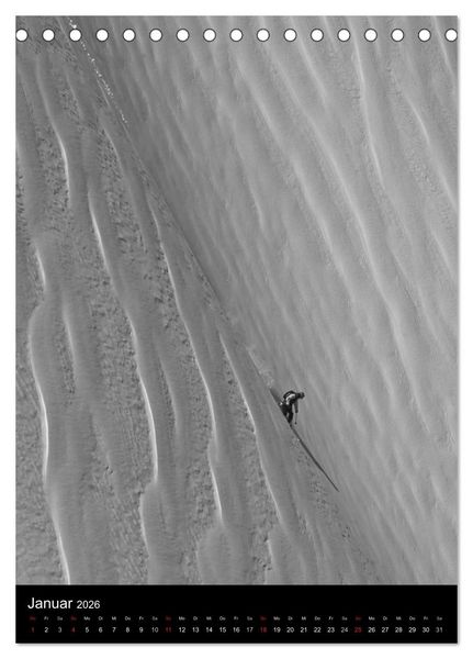 Produktbild: Monochrome Ski (Tischkalender 2026 DIN A5 hoch), CALVENDO Monatskalender